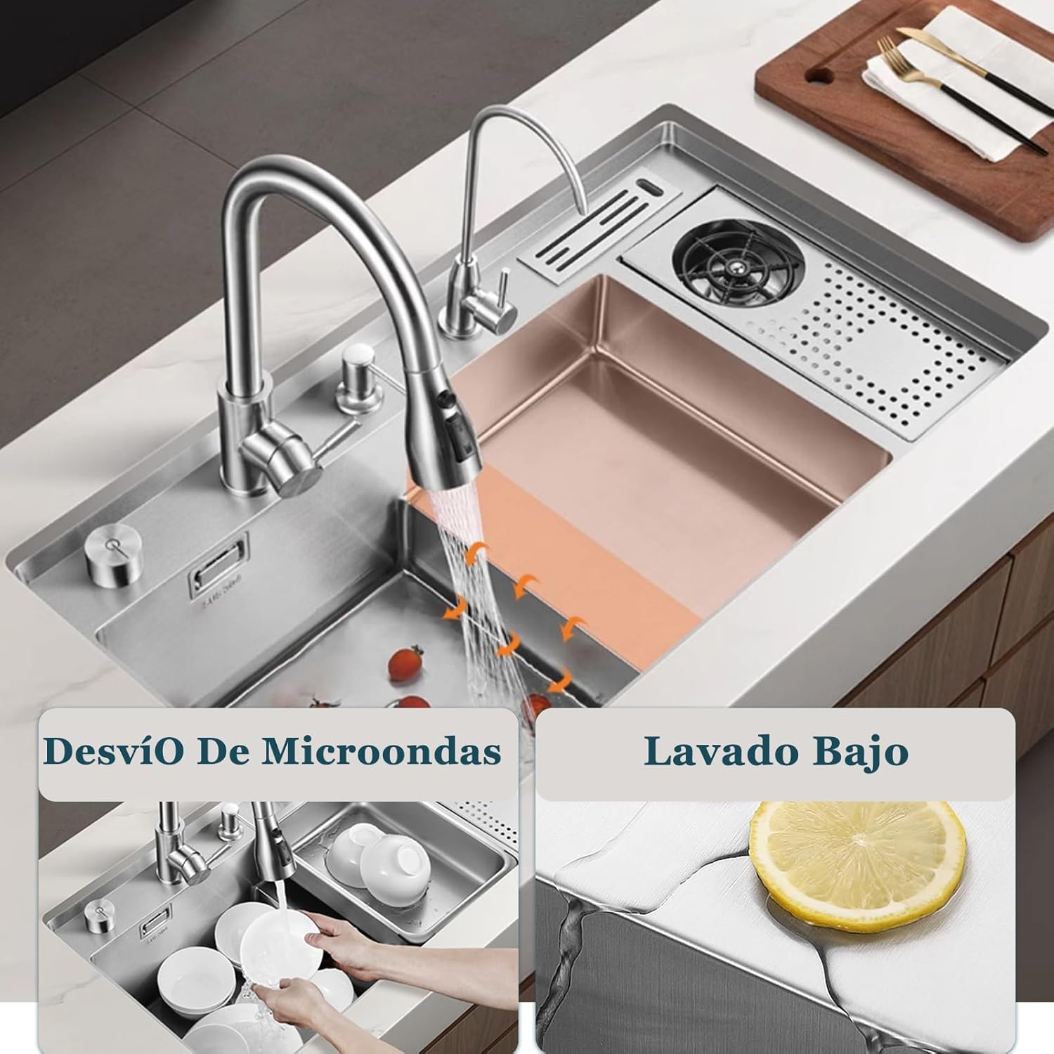 Black Stainless Steel Kitchen Sink, Single Bowl Stepped Bar Sink with Cup Washer and Pull-Out Faucet,1.5 Bowl, Dual-Mount