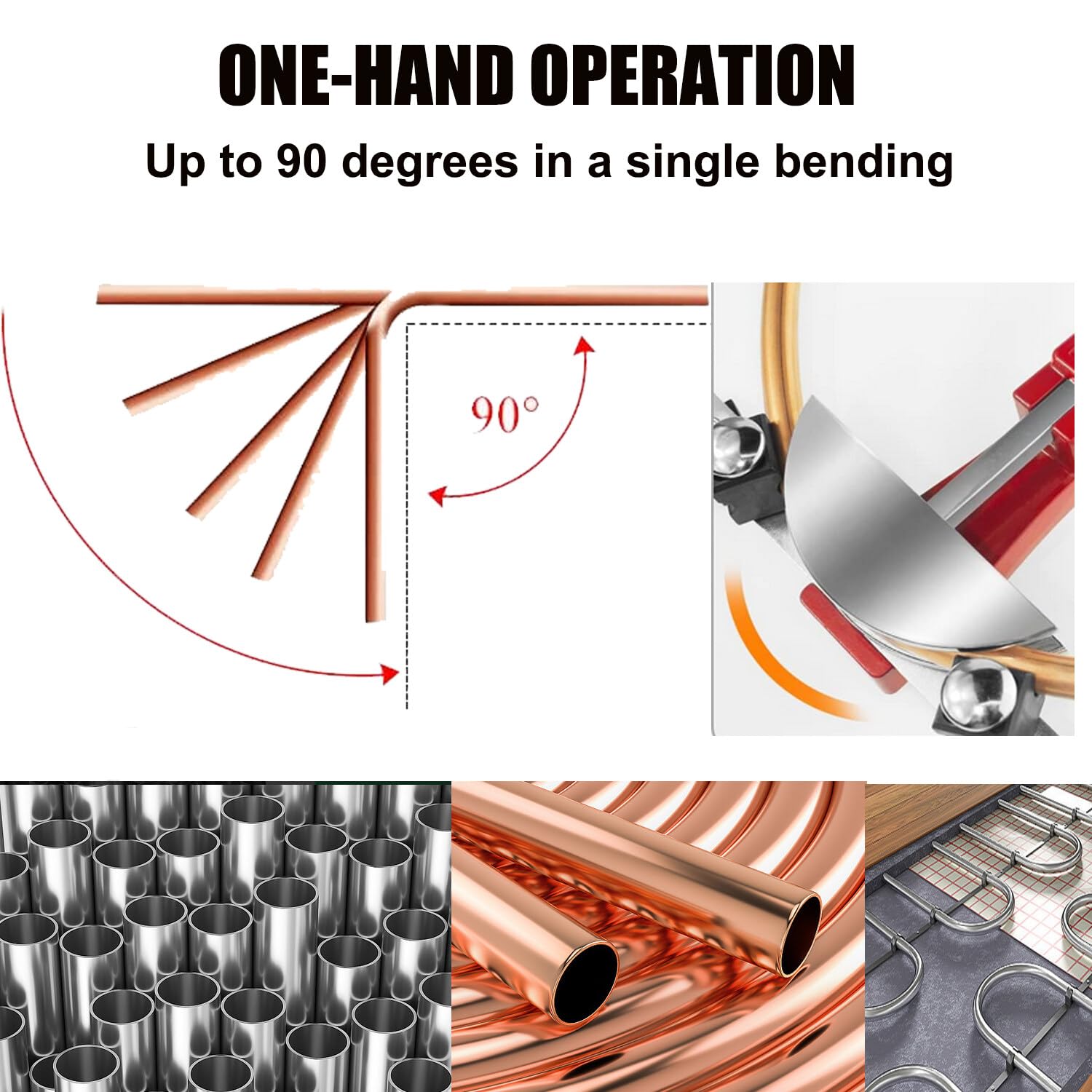 Curvatubi Manuale Ø 6-22 mm, Piegatubi Manuale Curvatubi Multistrato con Gamma di Curvatura 0-90°, Pinza Piegatrice per Tubi a Mano con 7 Stampi Pesanti per Tubi in Ottone, Rame, Alluminio