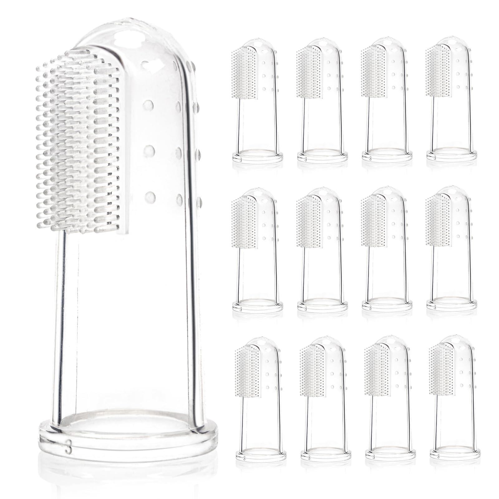 12 Pack Baby Toothbrush 0-2 Years,Toddler Finger Toothbrush, Soft Silicone Baby Finger Toothbrush for Cleaning, Teething Relief and Gum Massage