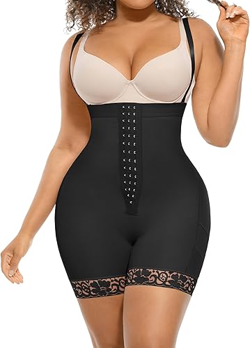 FeelinGirl Fajas colombianas moldeadoras para mujer poscirugía de compresión para control de abdomen con cremallera en la entrepierna