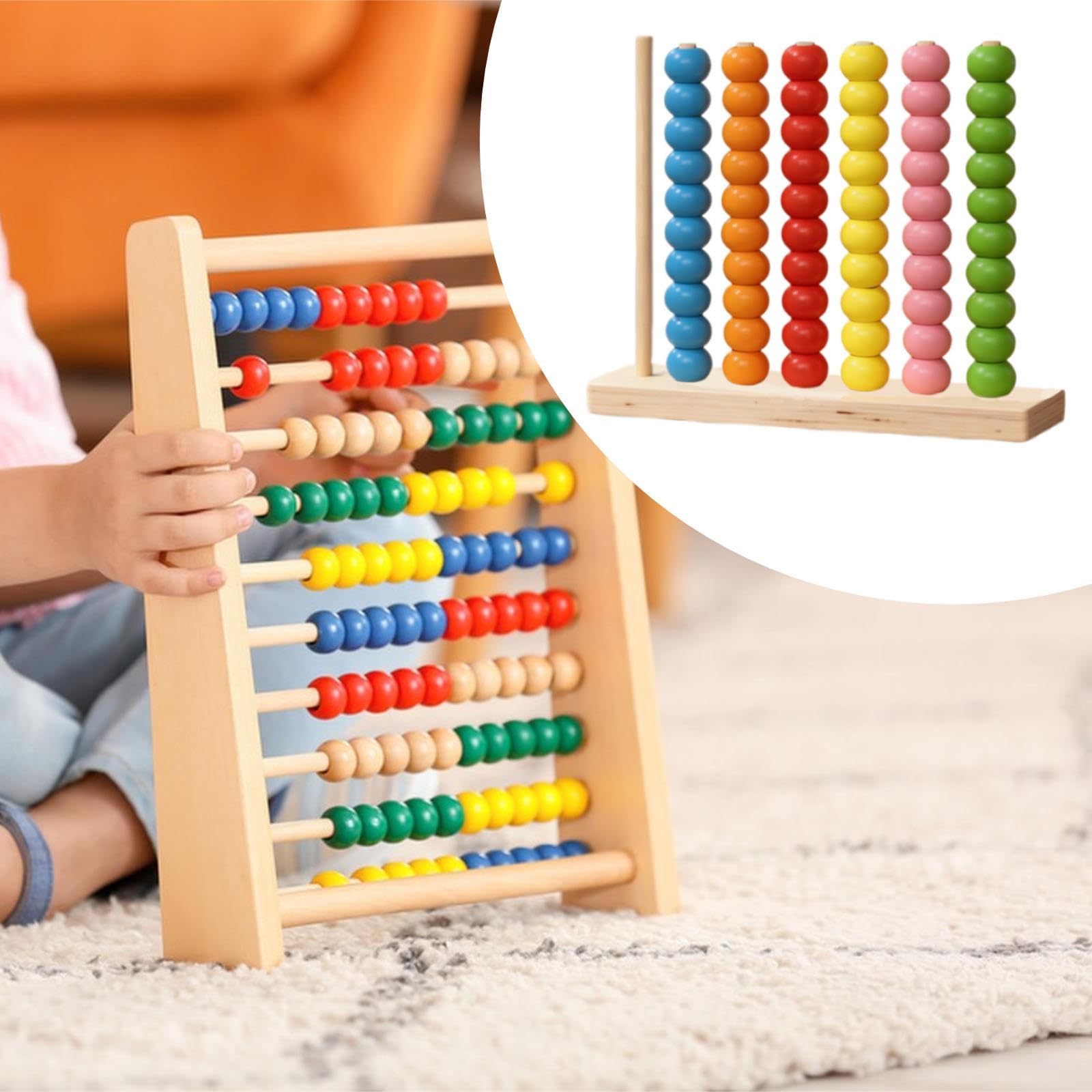 Sharplace Gioco di conteggio interattivo con perline in legno per imparare a contare e smistare i colori, giocattolo educativo per bambini dai 3 anni in su, 21.5x6x20 Cm