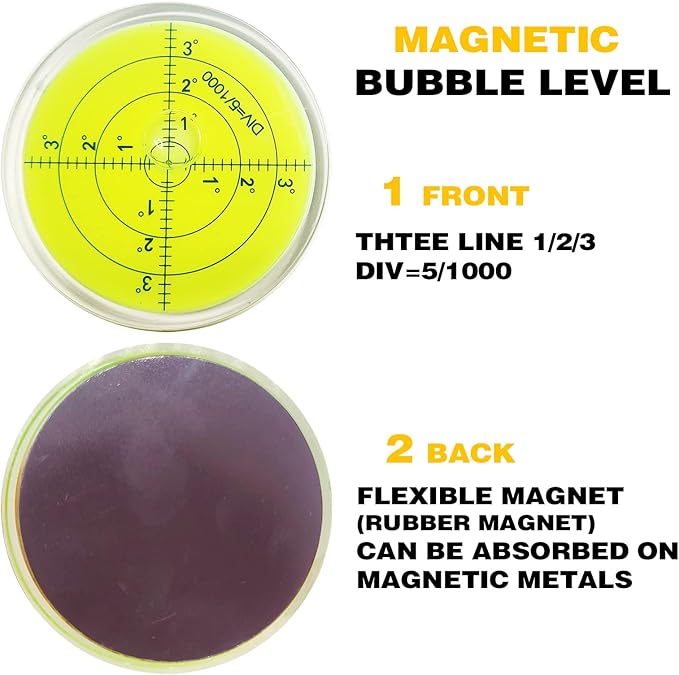 Nivel de Burbuja Magnético Redondo 60mm Precisión con Imán miniatura 3