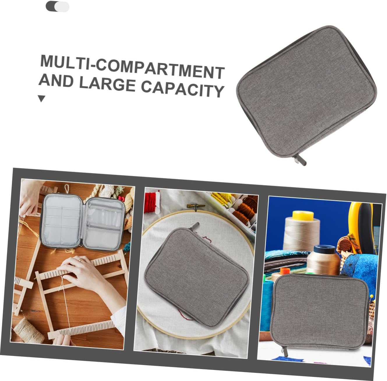 Gadpiparty Large Capacity Oxford Cloth Sweater Needle Storage Bag Multi Compartment Carrying Bag for Knitting Accessories for Organizing Crochet Tools and Projects