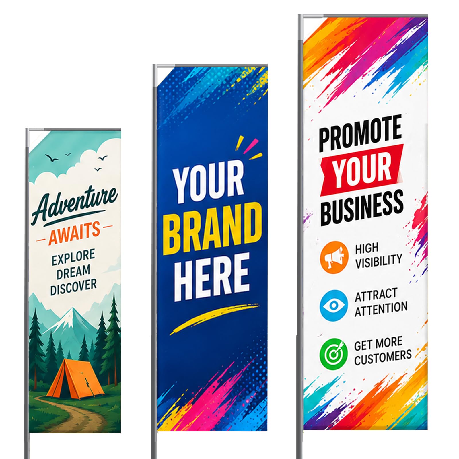 Custom Feather Flags with Logo Text for Business Advertising