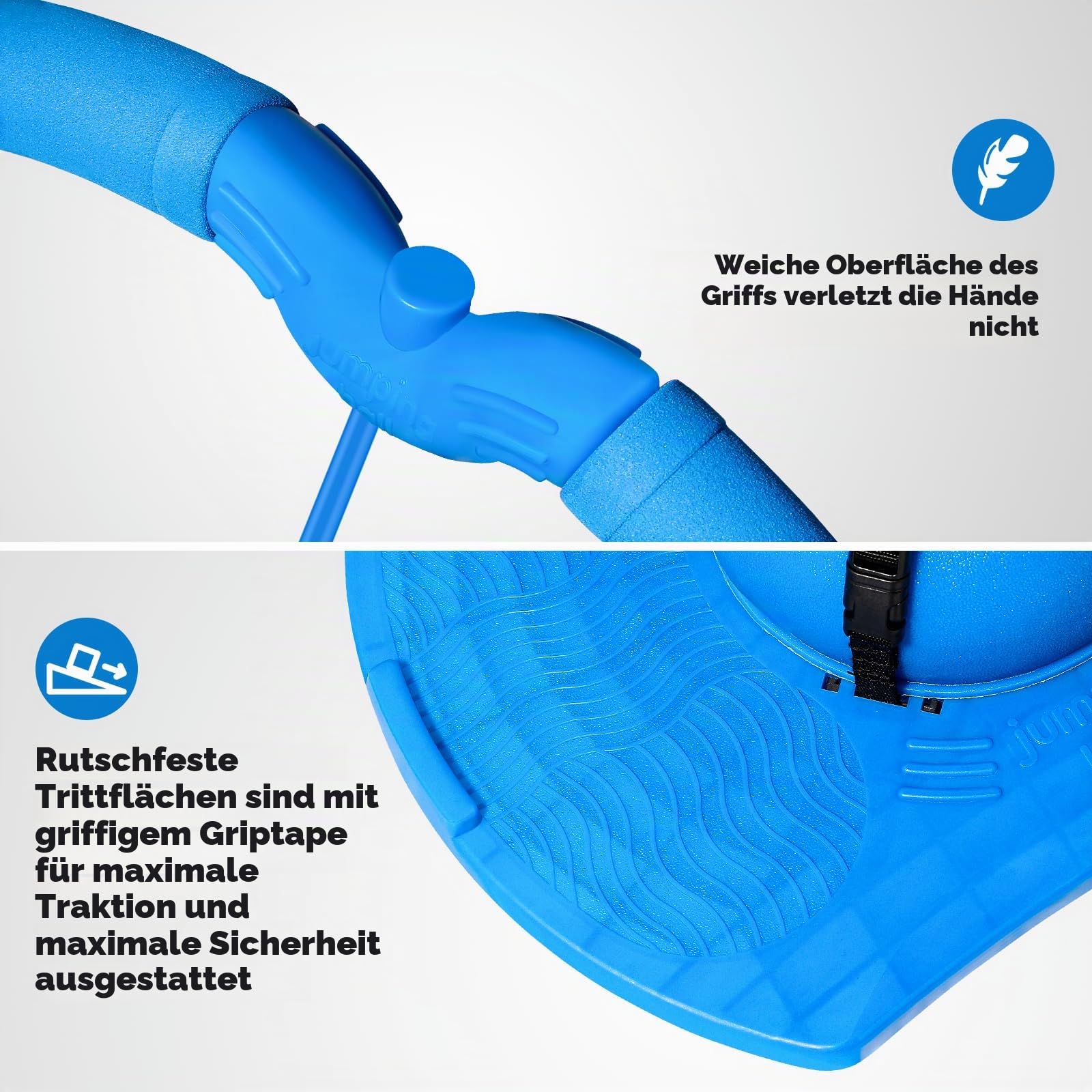 Super-Life Pogo Jumper mit Griff und Ballpumpe, Hochsprungspielzeug, Springen, Trickbrett, sicher und lustig, Pogo-Stick für Kinder, Jungen, Mädchen und Erwachsene, Blau