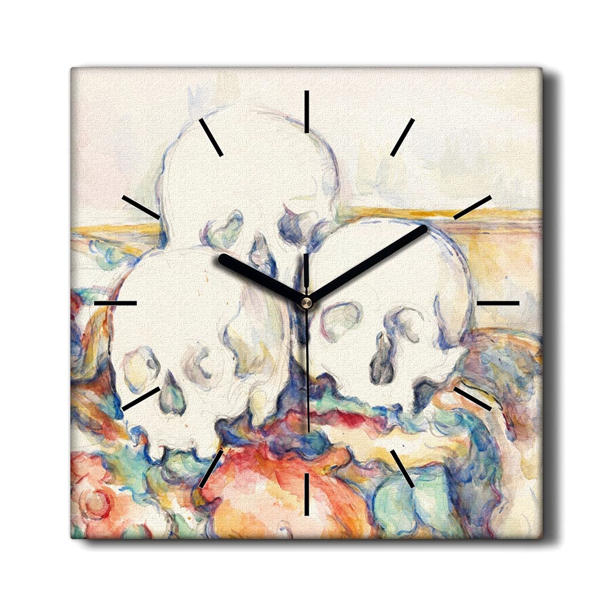 Horloge sur Toile de trois crânes silencieuse pour créer un salon intimiste