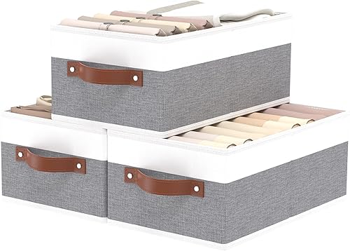 OUTBROS Contenedores de almacenamiento, cestas de almacenamiento plegables para organizar, cajas de almacenamiento de tela con asas, para