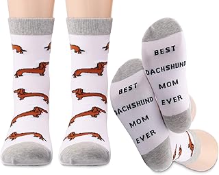 Dachshund Socks Best 2 Pairs Best Dachshund Mom Ever Crew Socks Dog Owner Gifts Dachshund Lover Gifts for Women (Dachshund Mom)