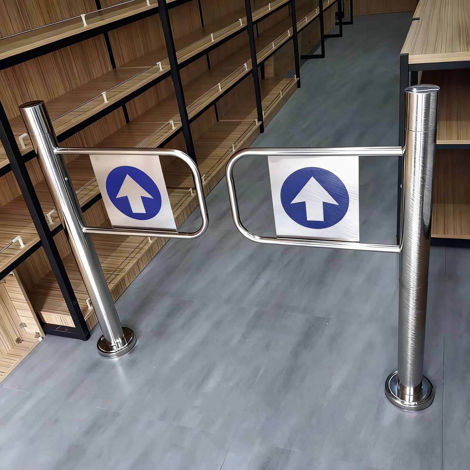 Porte battante à Fermeture Automatique, Porte de sécurité unidirectionnelle, Dispositif d'entrée en Acier Inoxydable pour supermarchés et entrepôts, Solution de sécurité
