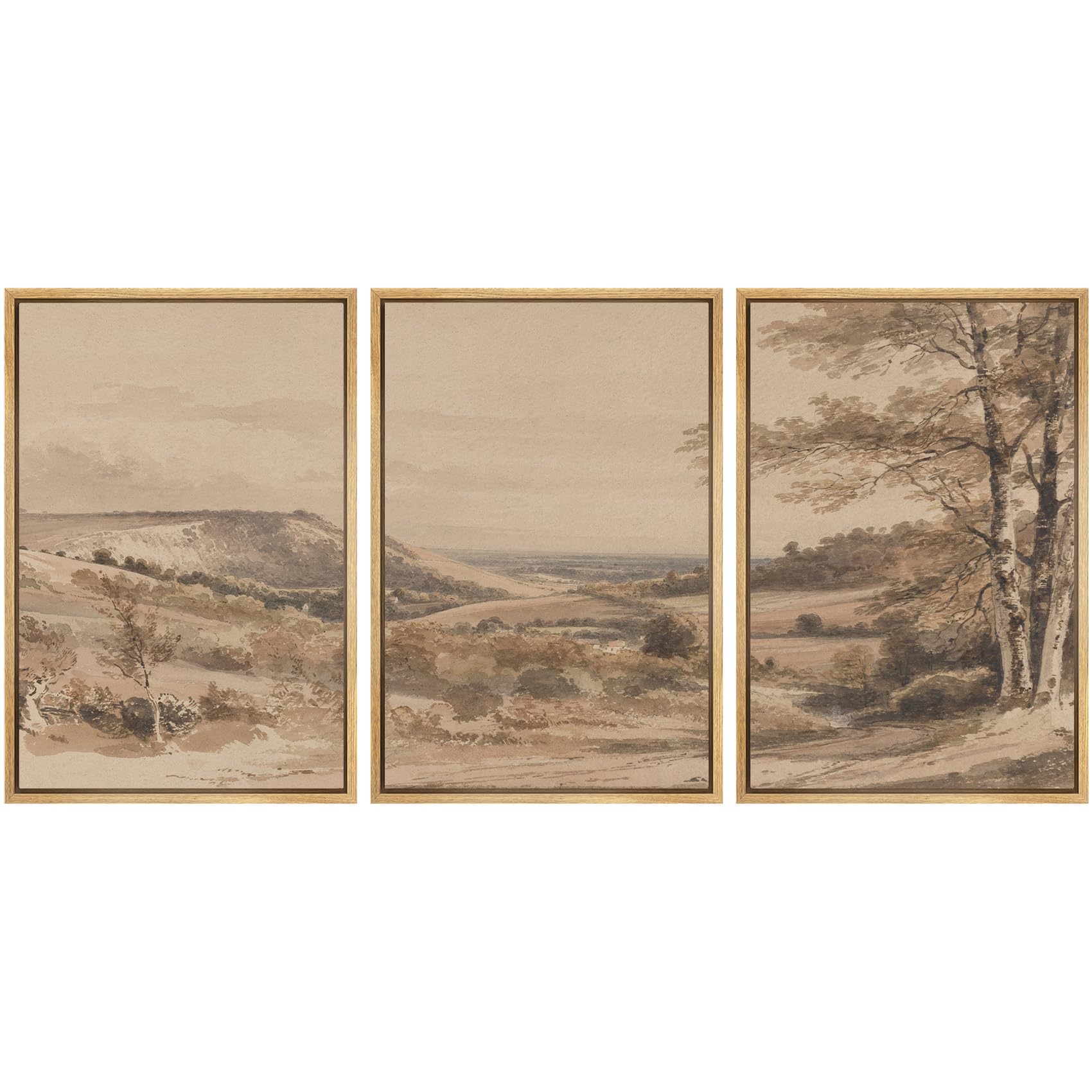 SIGNWIN Framed Canvas Print Wall Art Set Coastal Serenity Abstract Seaside Illustrations Modern Art Decorative Rustic Calm/Zen for Living Room, Bedroom, Office - 24"x36"x3 Natural — view 130