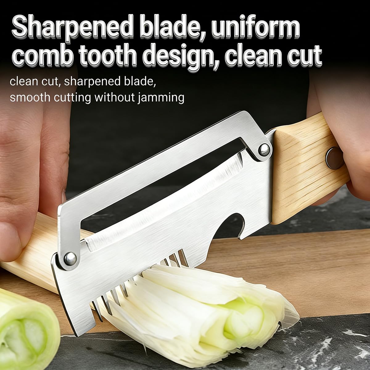 2026 New 4 in 1 Multifunctional Vegetable Peeler with Wooden Handle, Wooden Peeler, Ultimate Kitchen Tool for Fruit,Vegetables, Meat Slicing, Green Onion Shredding & Bottle Cap Opener (2pcs) - 2