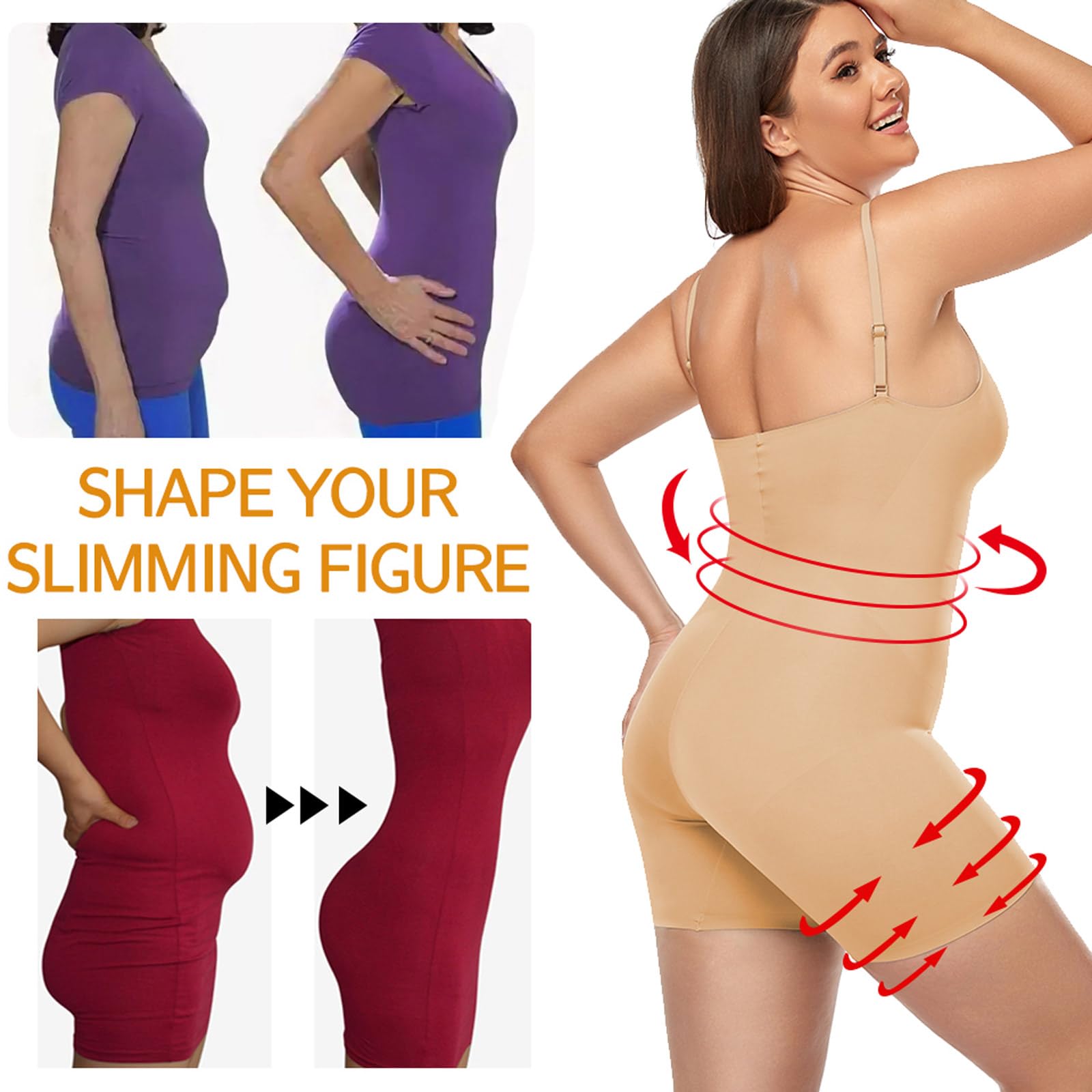 Prenda modeladora de Cuerpo Completo, Bragas Reductoras de Muslos para Levantamiento de glúteos, Entrenador de Cintura, Ropa Moldeadora de Control de Barriga, corsé, Camisolas