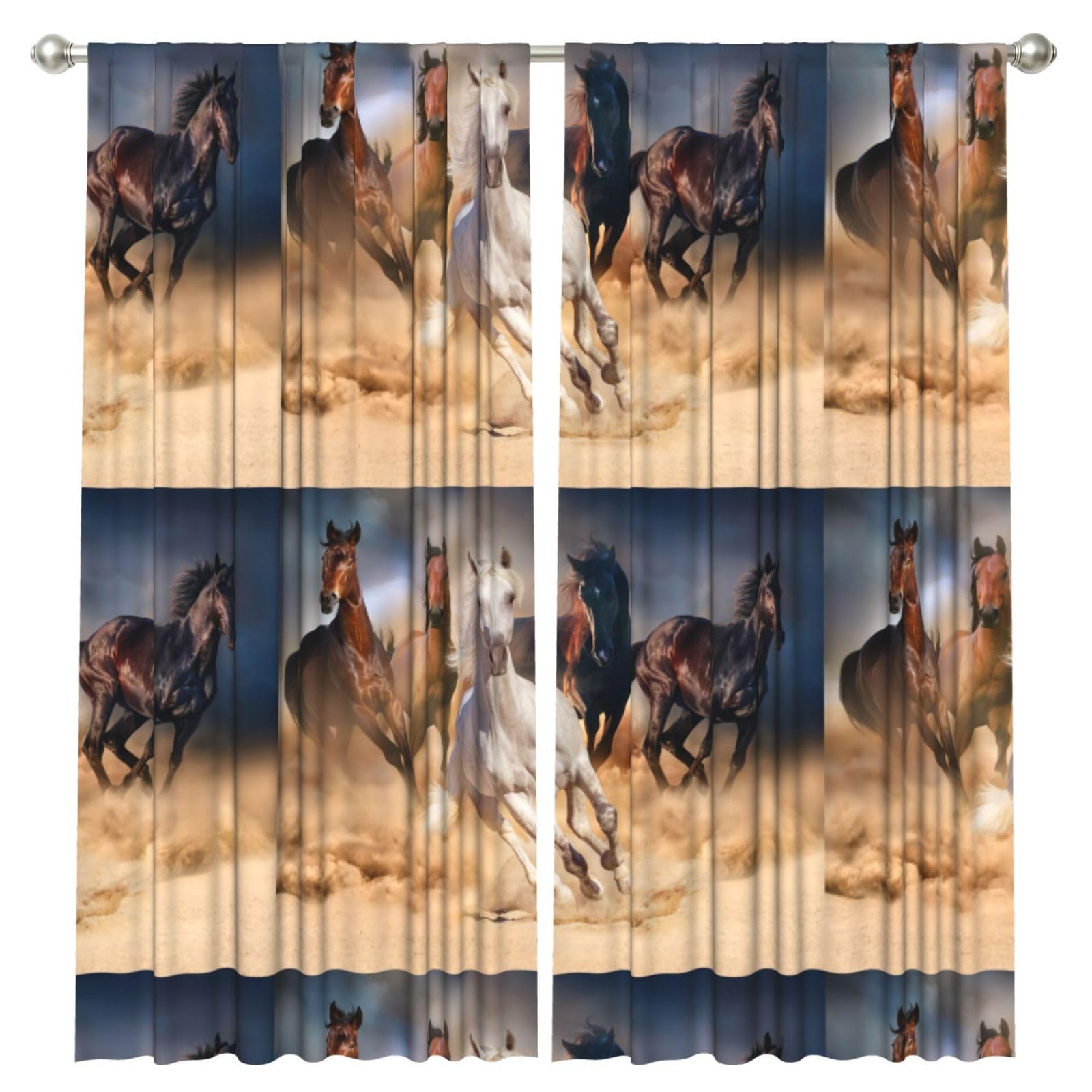 InOmak Wild Horse Running Against Sand Storm, 2 Panels Window Curtains 52 x 84 Inch Blackout Curtains for Living Room Bedroom