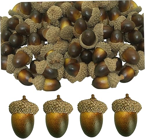 Jorzer Bellotas falsas realistas accesorios para manualidades, mini decoración de bellota artificial, decoración de mesa de otoño, decoración de