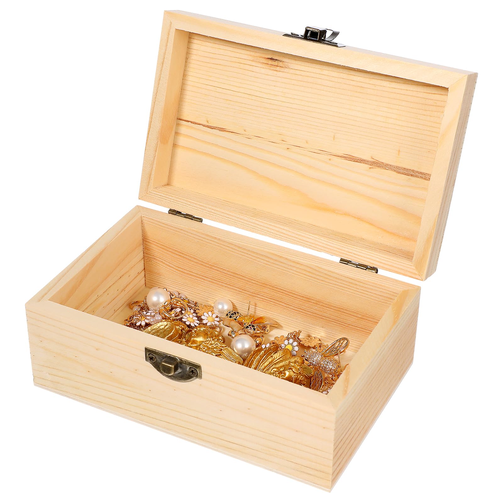 Healifty Wooden Storage Box Lid Decorative Jewellery Organiser Rectangle New