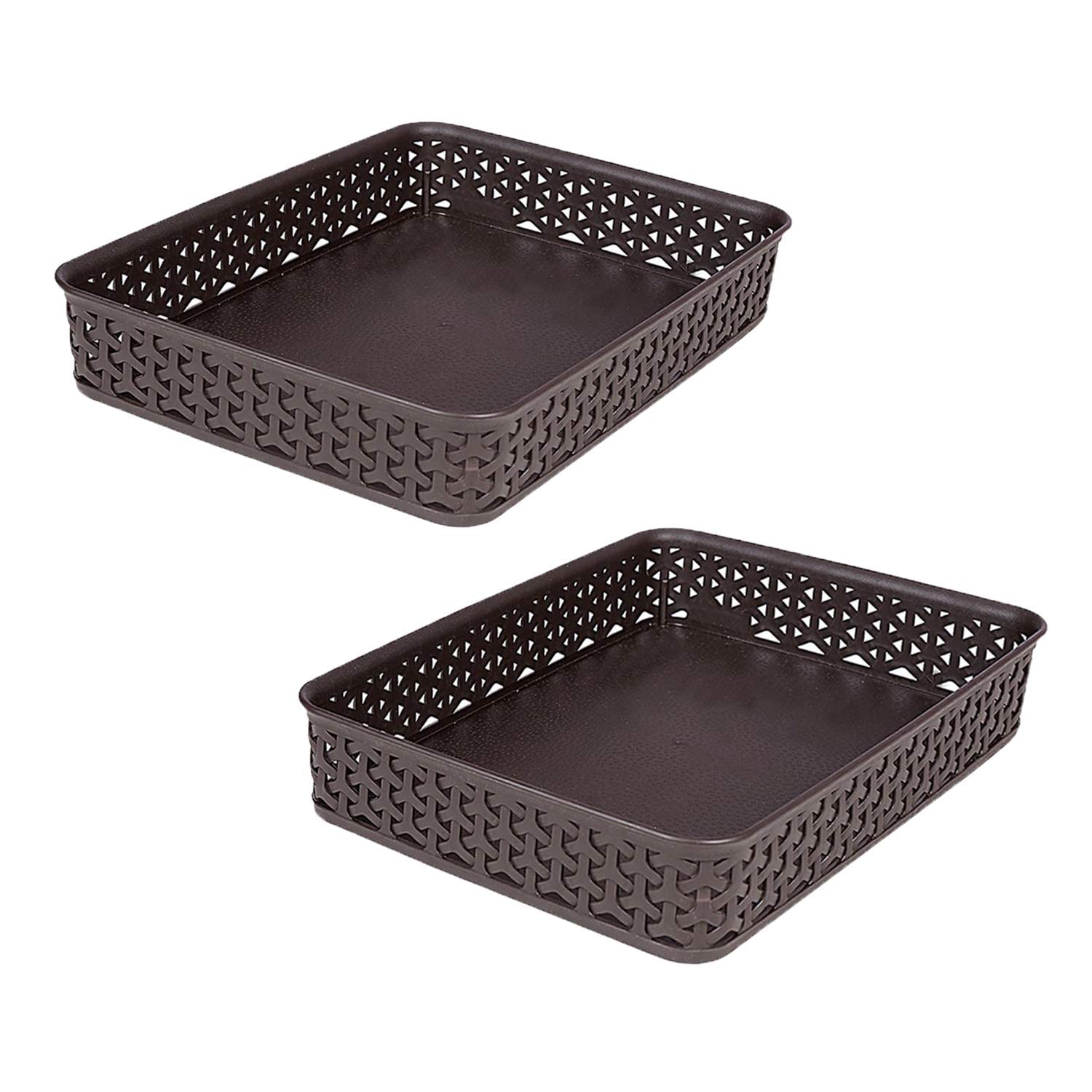 BEL CASA Royal Basket/Tray - A4 (Pack of 2) Storage for Desk Basket/Tray, Organizers for Stationery I Jewellery I Tools I Kitchen I Office - Dark Brown