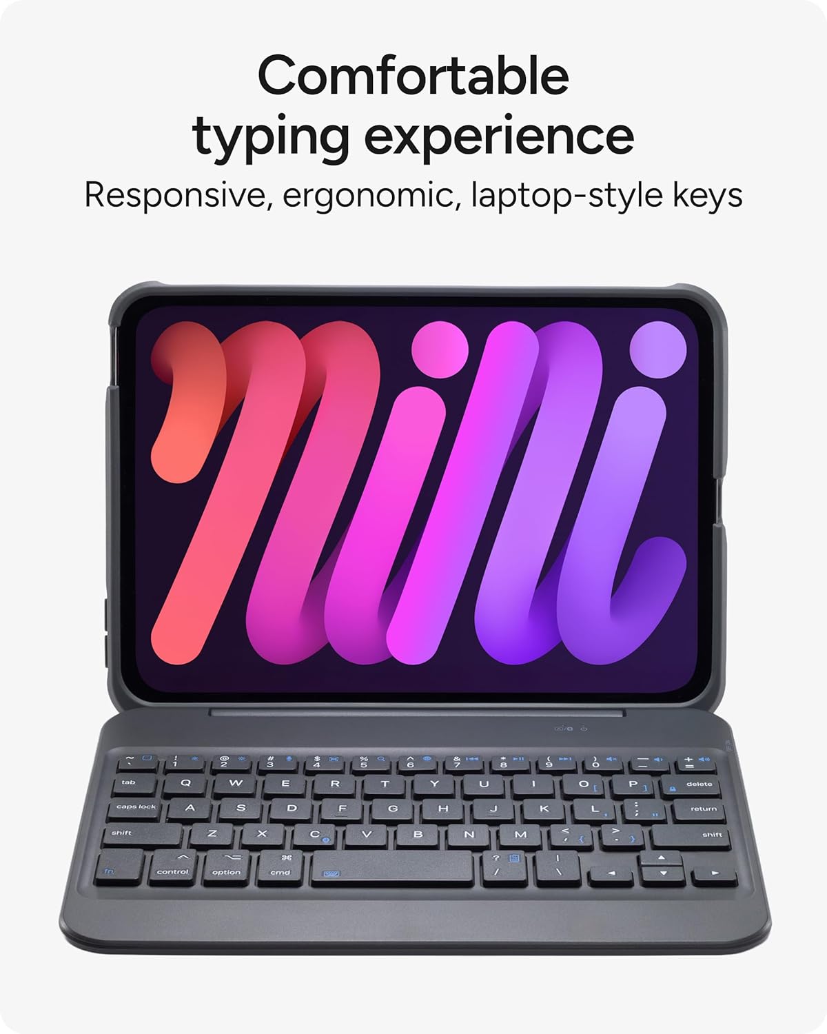 ZAGG Slim Book mini iPad mini (A17 Pro)/ (Gen 6) Keyboard Case – Bluetooth Detachable Keyboard & Protective Case Combo, Slim, Compact, Magnetic Hinge, Multiple Viewing Angles, Ergonomic Typing - Image 5