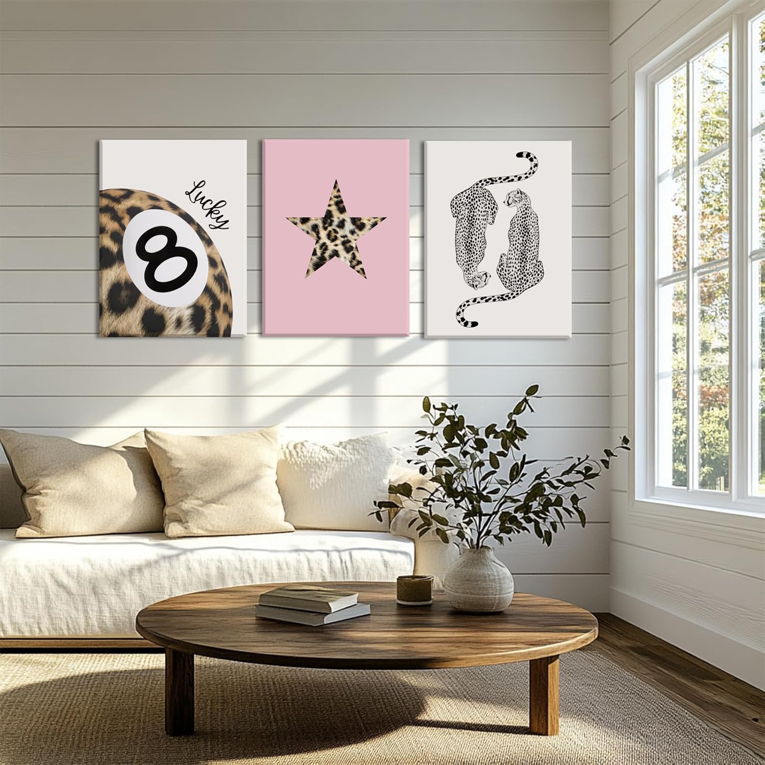 How Lucky Are We Set of 3 Leopard Wall Art Print Lucky 8 Ball Poster Lucky Me Trendy Wall Gallery Preppy Cheetah Wall Art Digital Download