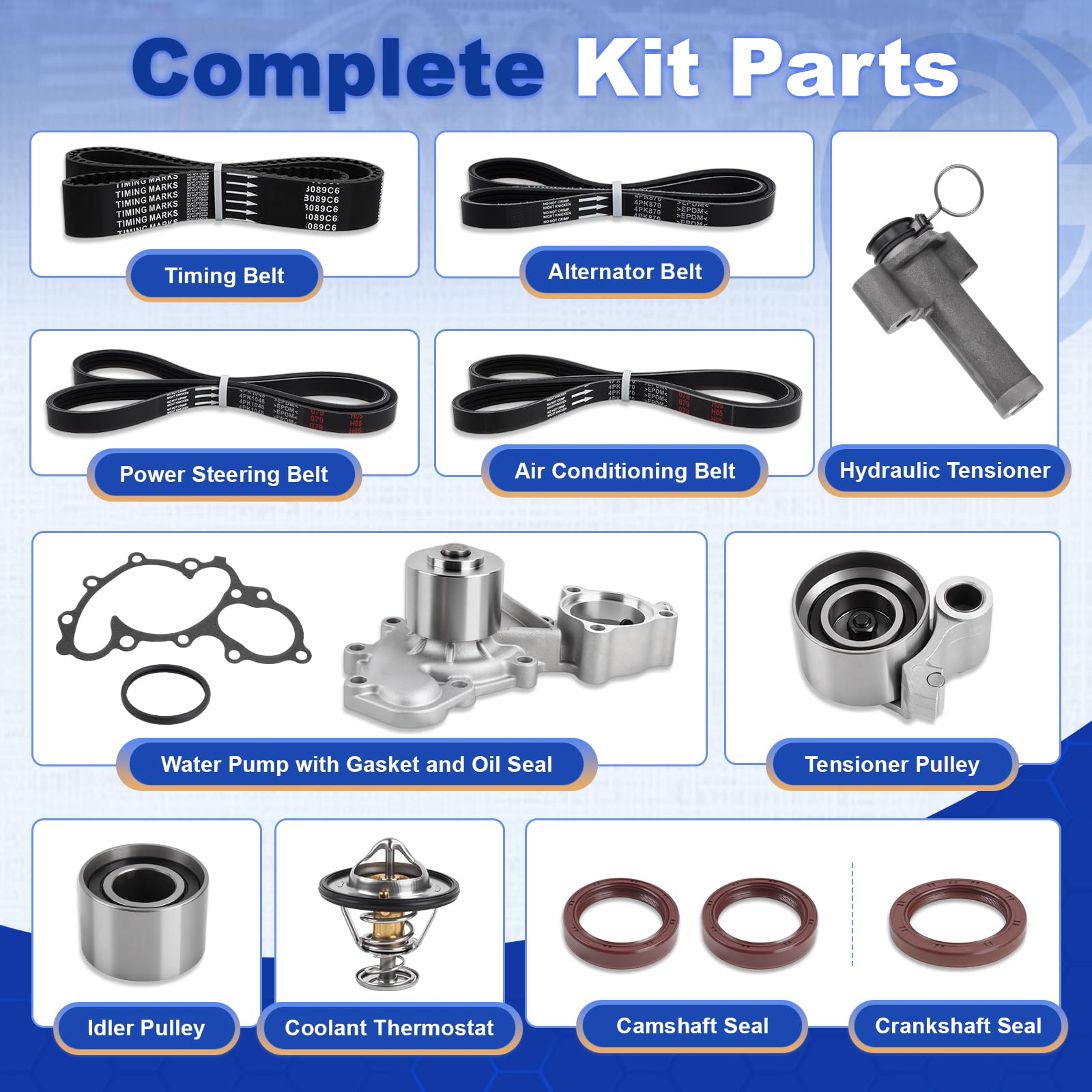Kit cinghia di distribuzione motore di aggiornamento w/pompa dell'acqua per