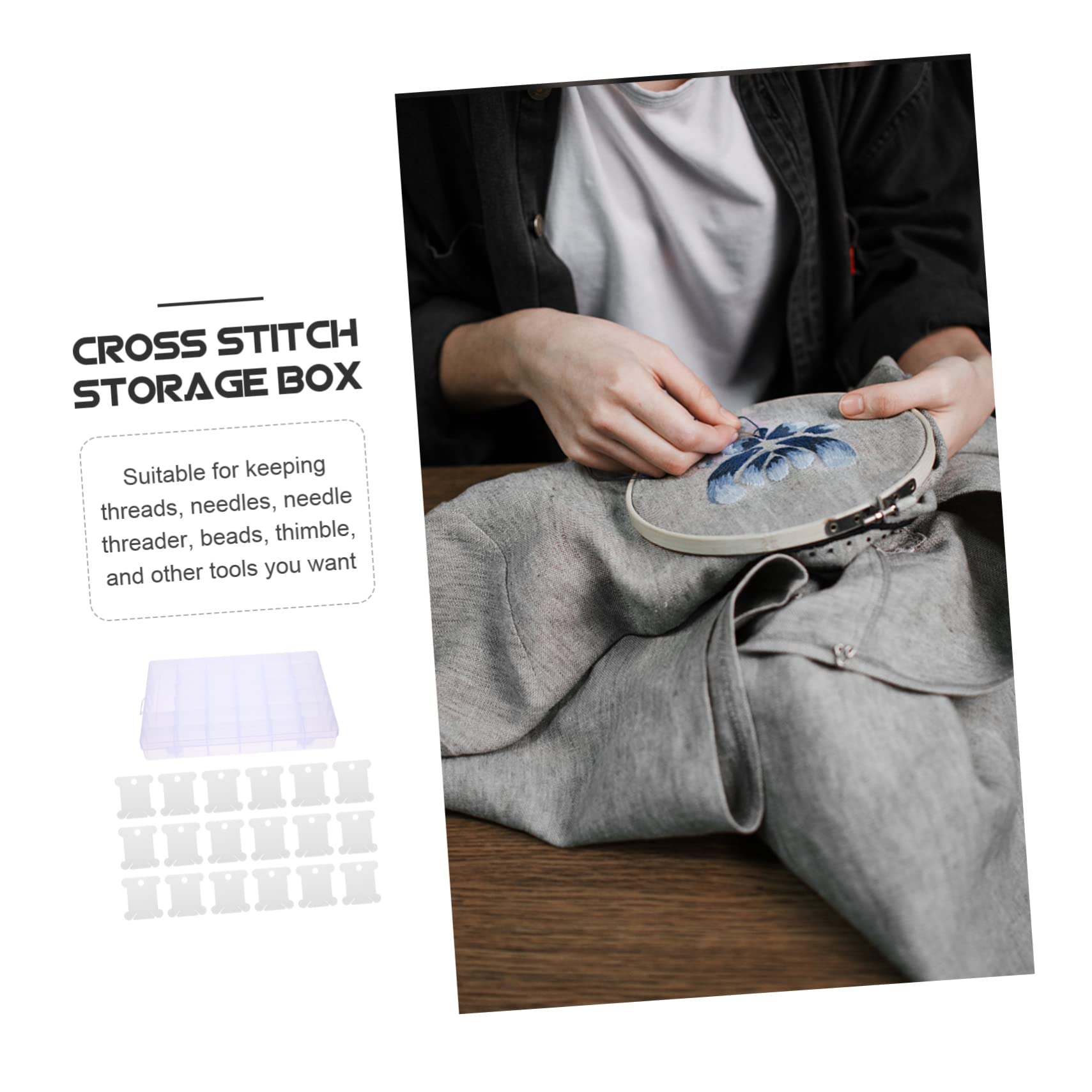 LALAFINA 1 Set Plastic Cross Stitch Holder Embroidery Floss Organizer 100 Hard Abs Winding Boards for DIY Crafts