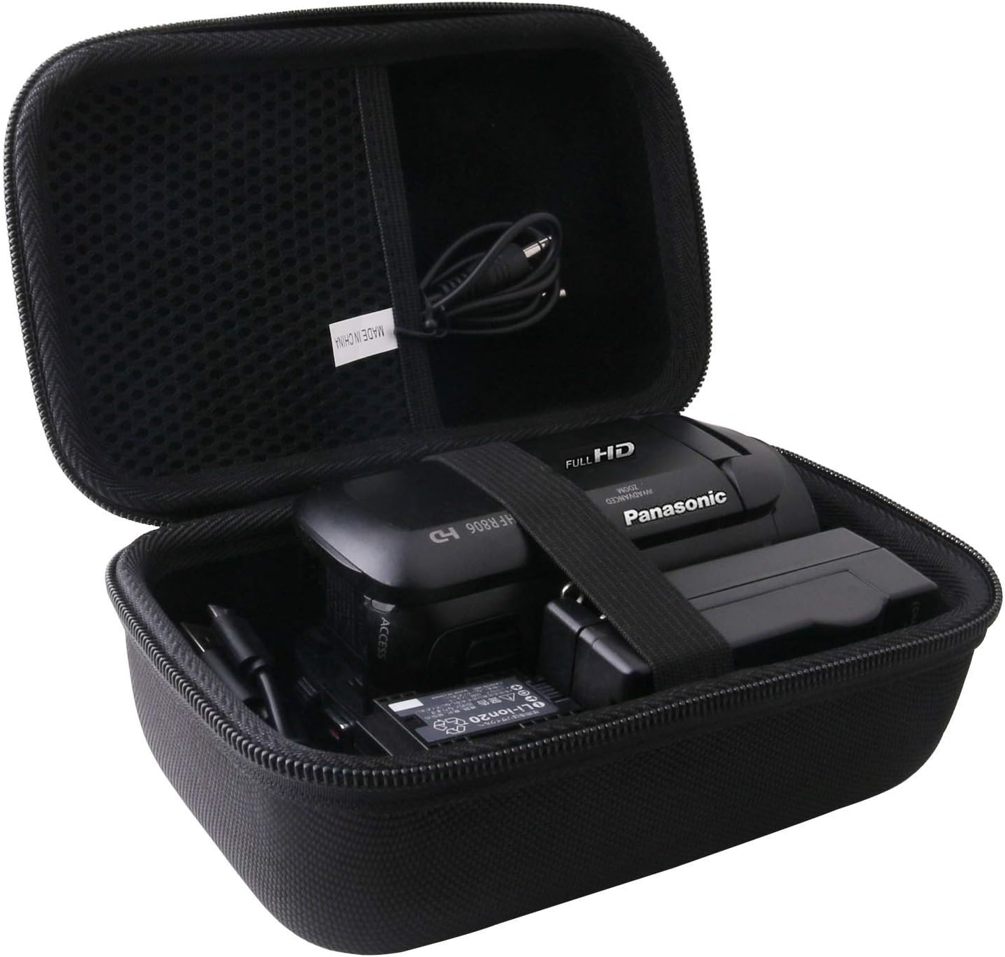 waiyu Hard Carrying Case for Panasonic Full HD Video Camera Camcorder HC-V180K/HC-V380K/HC-W580K, Black, Compact