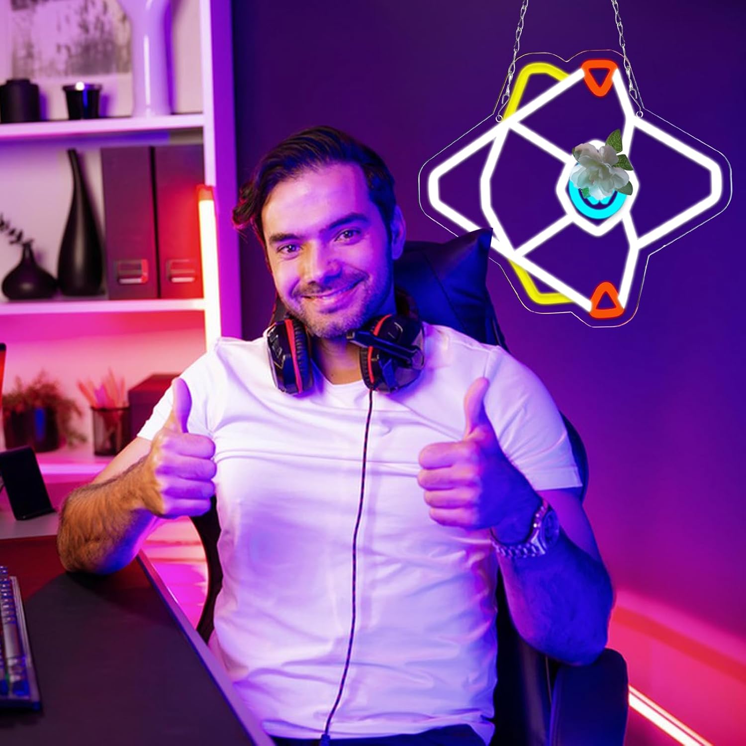 Pugna Game Ghost Eyes Neon Signs for Wall Decor Neon Lights for Bedroom Led Business Signs Suitable for Man Cave Bar Pub Restaurant Christmas Gift - Image 4