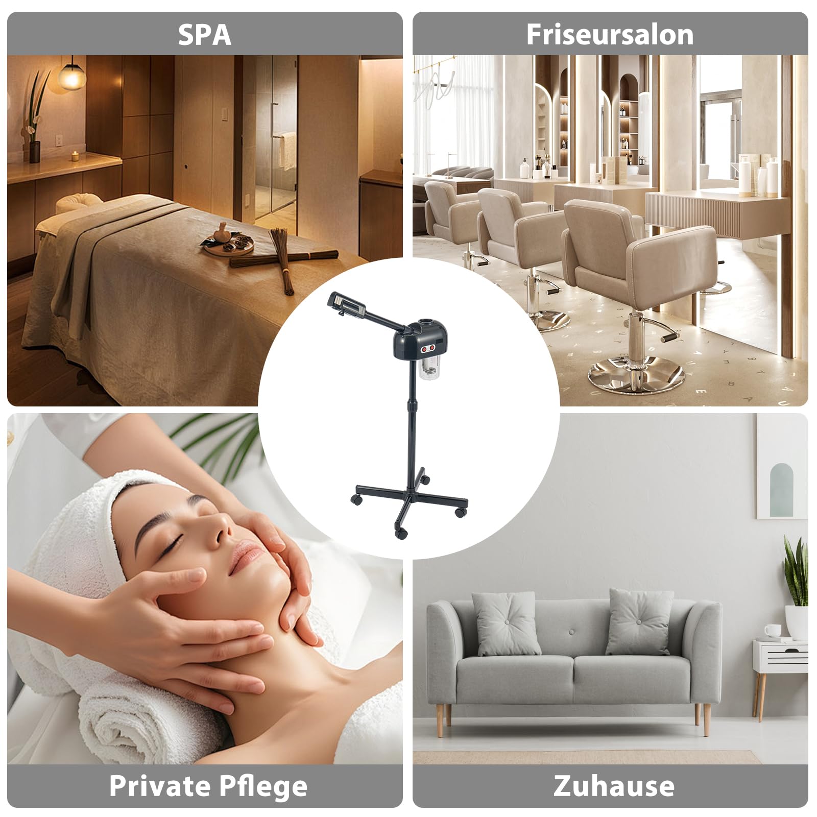 Youyijia Vertikaler Gesichtsdampfer Gesichtssauna Porenreiniger Dampf Spa Maschine Luftbefeuchter Schönheit Heiße und Kalte Dampfgerät Feuchtigkeitsspendende Schönheit Maschine Weiss (Schwarz)