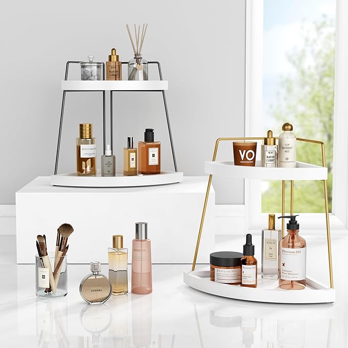 Organizador de Esquina para Baño Forbena 2 Niveles, Blanco y Oro miniatura 6