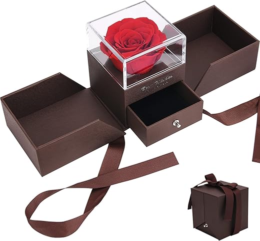 La Bella e la Bestia Rosa Confezione Regalo di Gioielli in Rosa Conservati a Mano,Fiore Mai Appassito,Regali per Donne San Valentino,Festa della Mamma,Natale Rosa Eterna