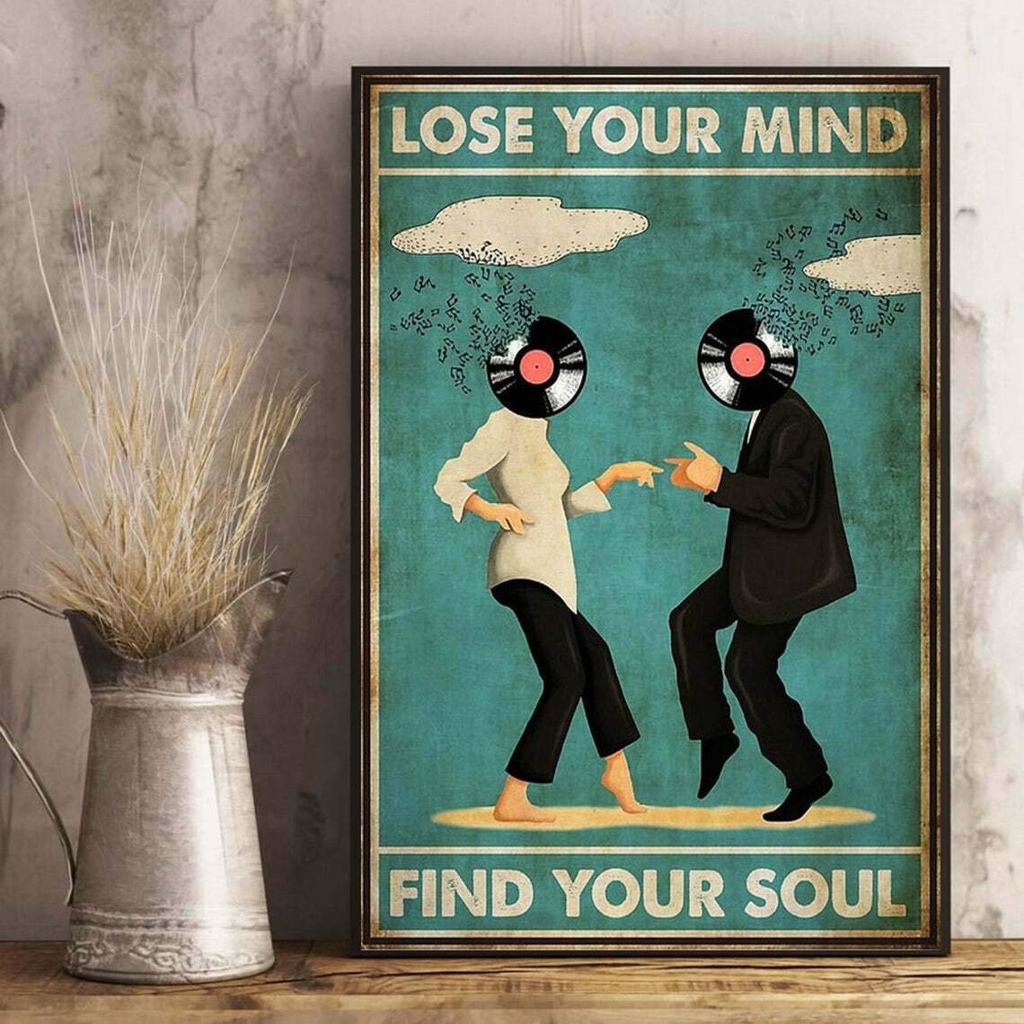 Inga Lose Your Mind Find Your Soul Music Dancing Boy Girl Poster Home Decor Art Wall Decor Metal Sign Poster 8x12 inches