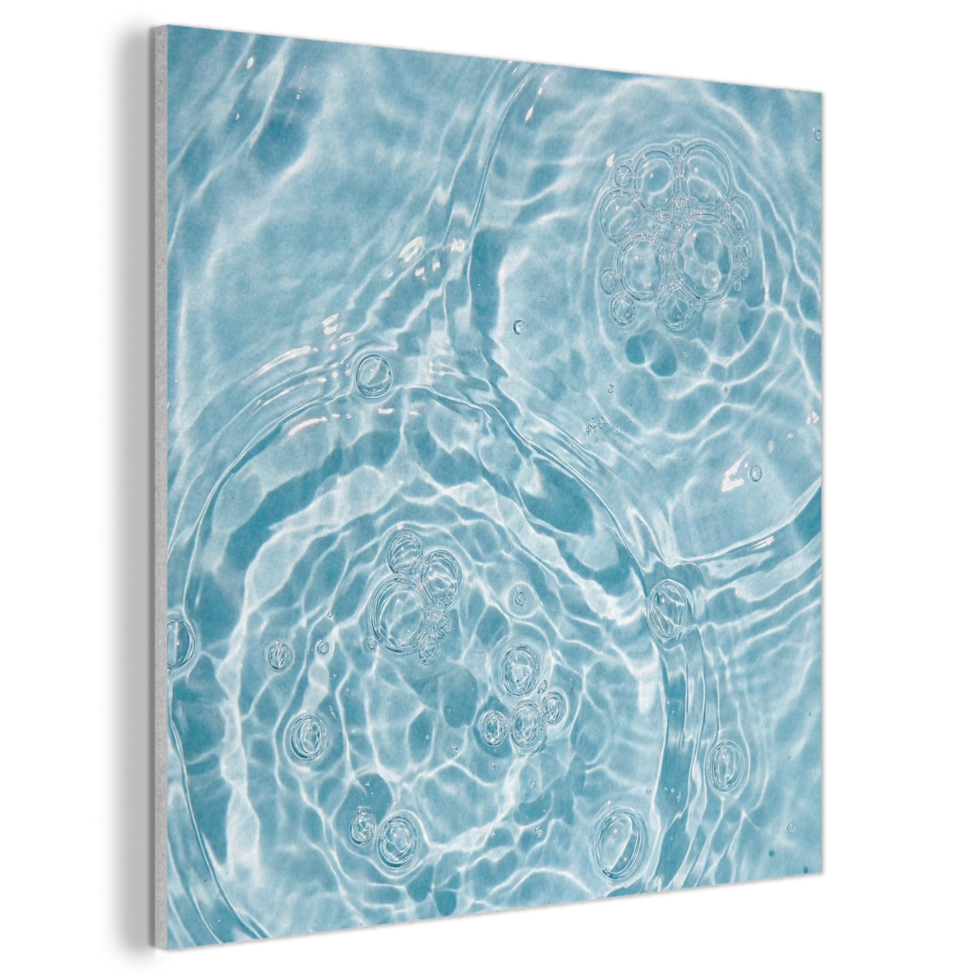 MuchoWow© Felt Panel 90x90 cm Framed Design Print Accent Interior Wallart Decoration Wall Art Water - Blue - bubbles