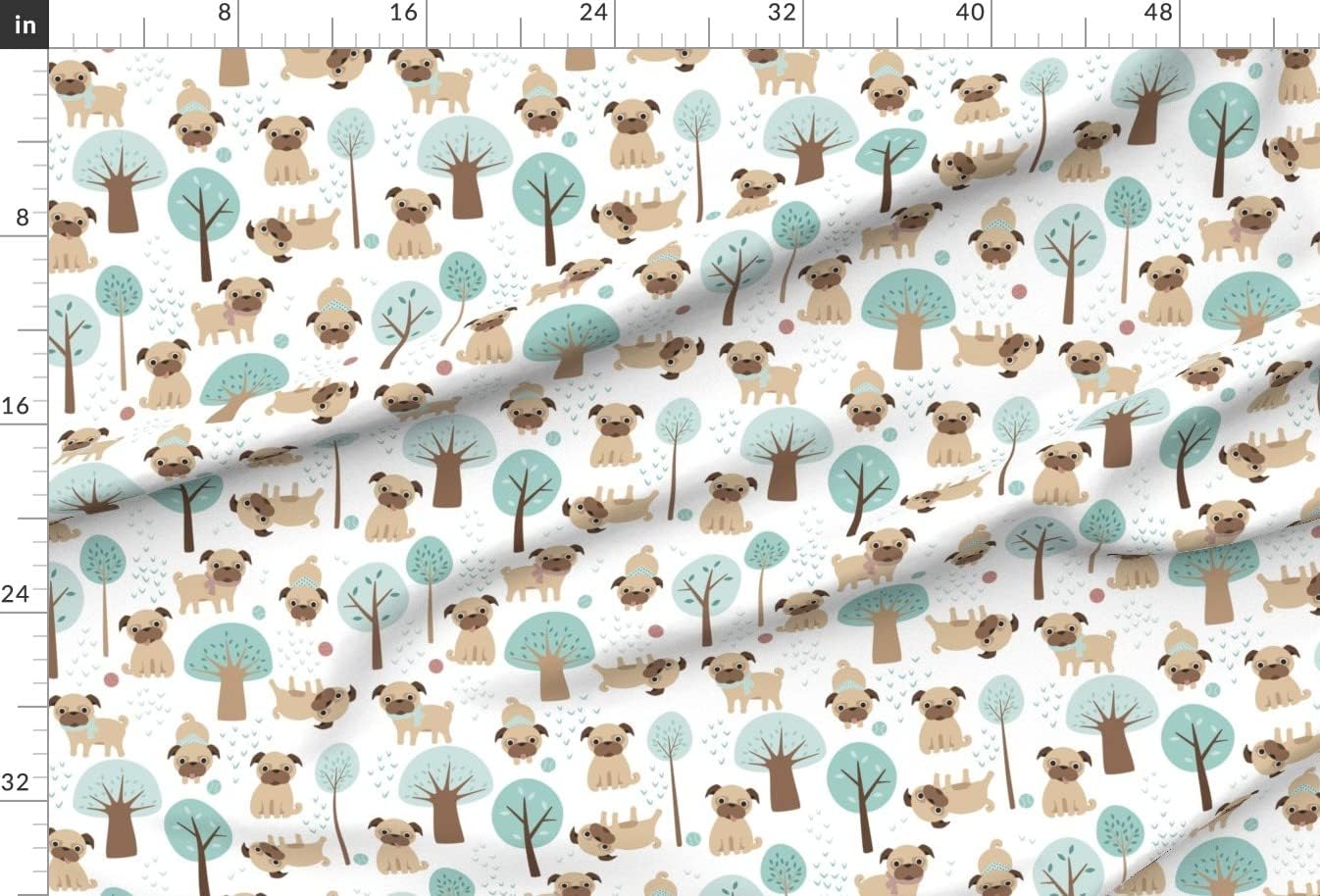 Spoonflower Fabric - Pugs Park Pug Dog Pet Animals Cute Year Printed on Minky Fabric by The Yard - Sewing Baby Blankets Quilt Backing Plush