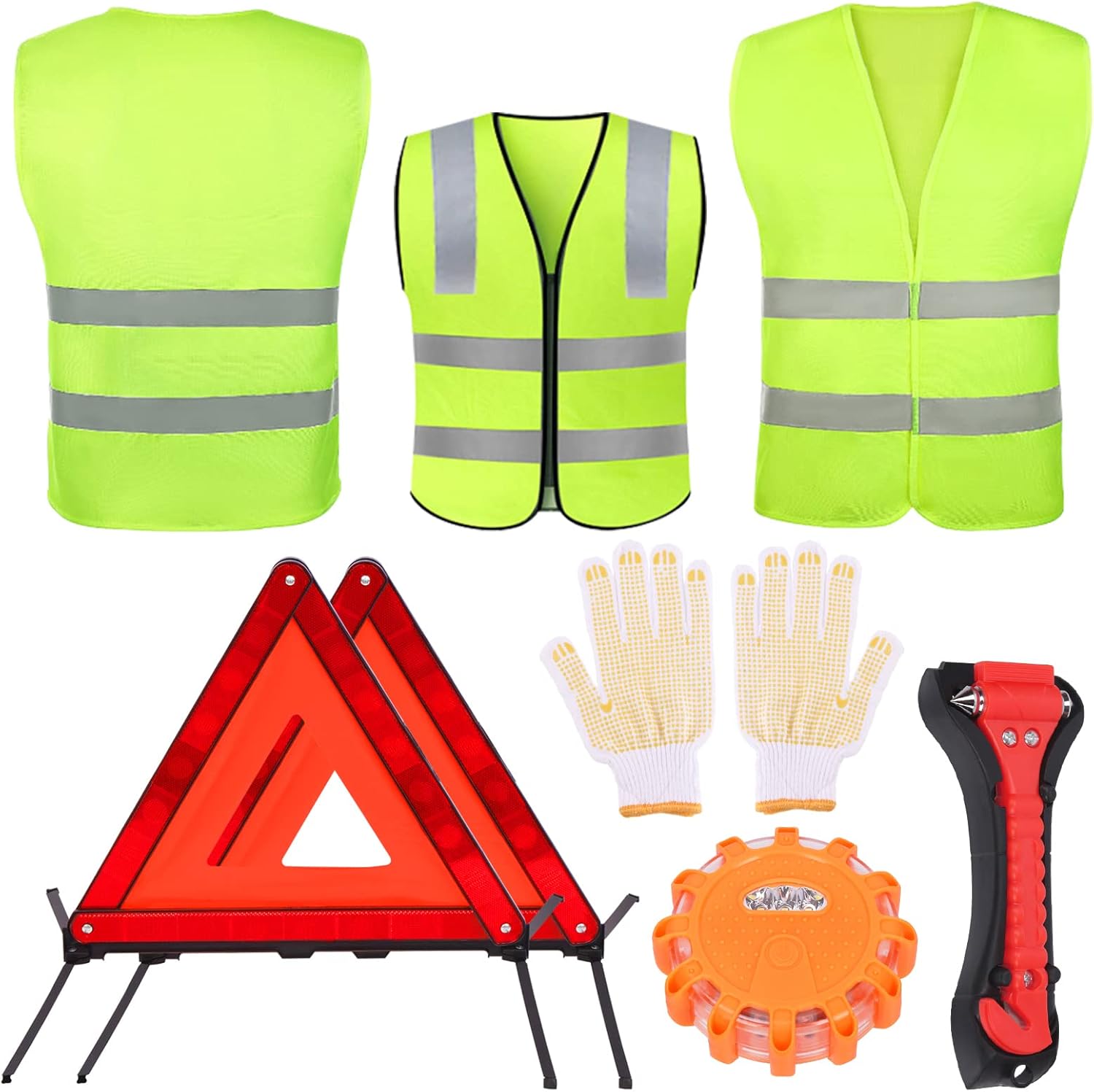 Swpeet 8Pcs Safety Triangle Warning and Reflective Safety