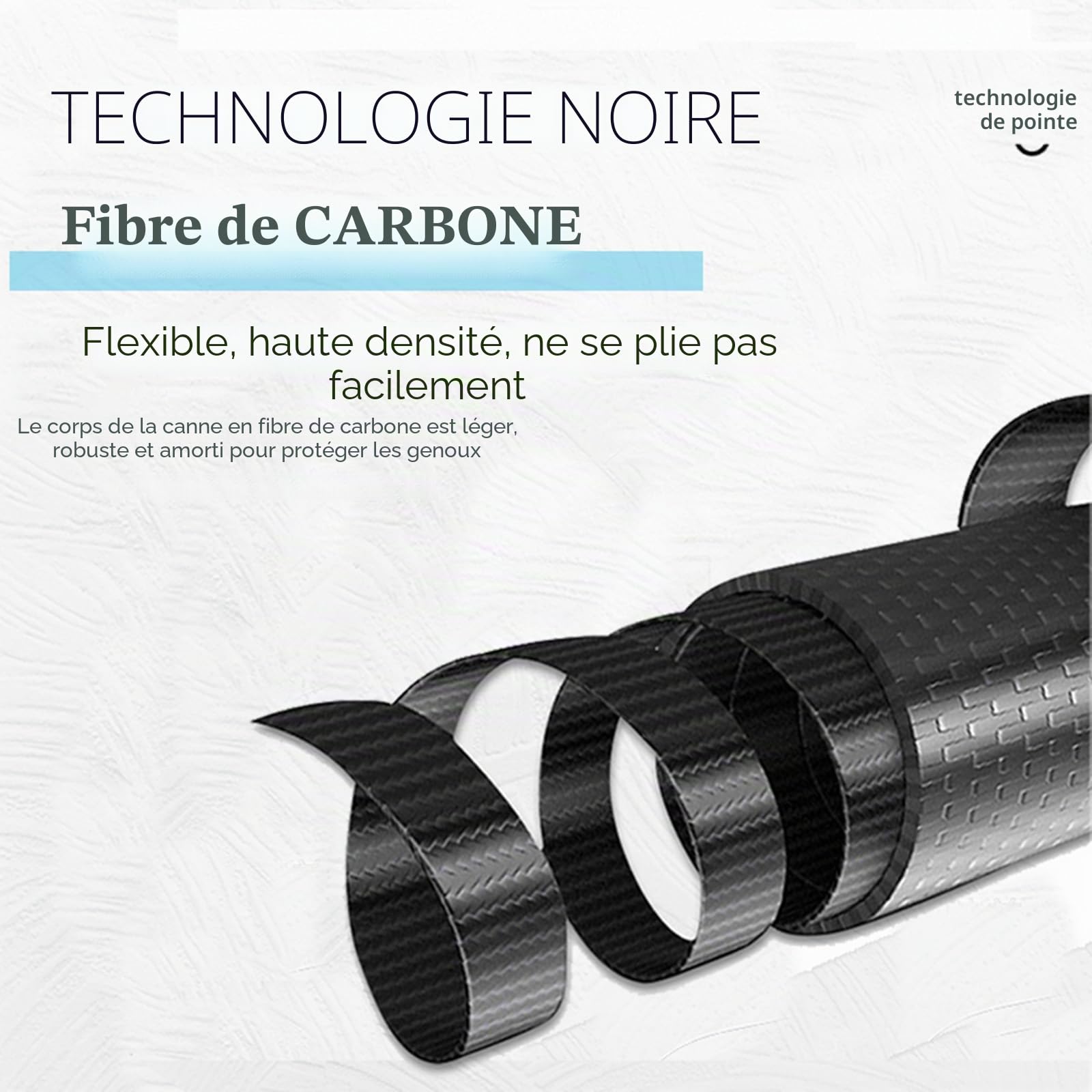 KHEALING Bâtons de trekking légers en fibre de carbone (lot de 2) - Longueur réglable 105-135 cm - Poignée en liège - Bleu - Avec sac de rangement et capuchon de canne - Conçu pour la randonnée et le