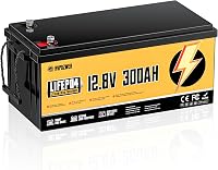 Rvpozwer 12V 300Ah LiFePO4 Battery 200A BMS 15000+ Cycles 3840Wh Low Temp Protection for RV Solar Marine Off-Grid