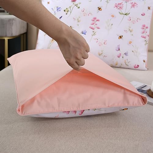 Miniatura 4 de RYNGHIPY Juego de 2 fundas de almohada de algodón egipcio de los años 80 con diseño floral y suaves y transpirables (fundas de almohada florales,