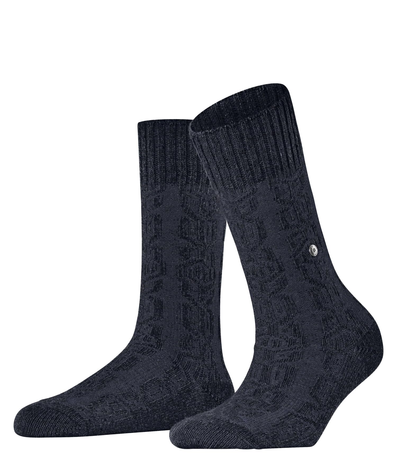 Burlington Women's Wool Silk Patterned Socks, Blue Marine 6120, Size 3.5-7, 1 Pair, Model 27188