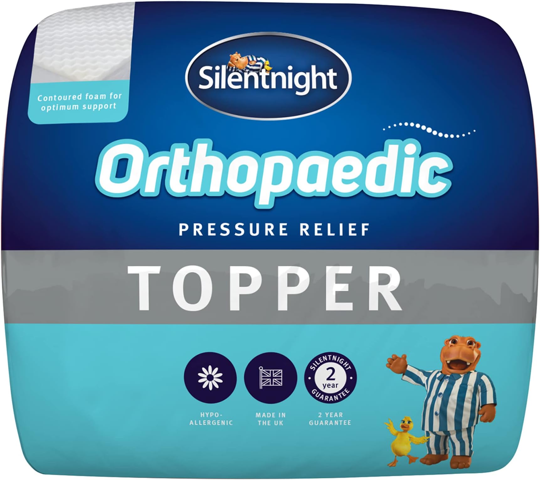 Silentnight Orthopaedic Double Mattress Topper Contoured Memory Foam