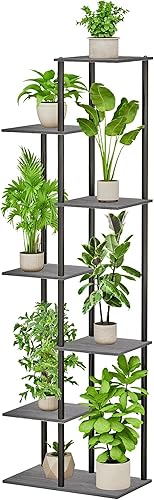 Soporte para Plantas de Interior de 7 Niveles 8 Macetas Estante de Metal y Madera para Plantas, Múltiples Macetas de Flores Soportes Altos para