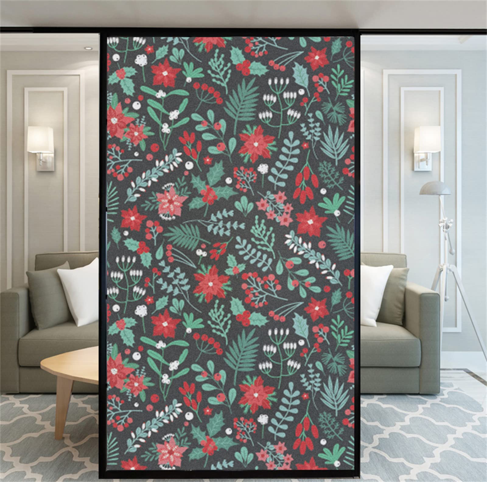 Pellicola per vetri oscurante,Pellicola privacy finestre,anti-peeping,Autoadesive,Anti-UV,fiore ,Ideale per Ufficio Camera da Letto Sala(90cmx200cm)