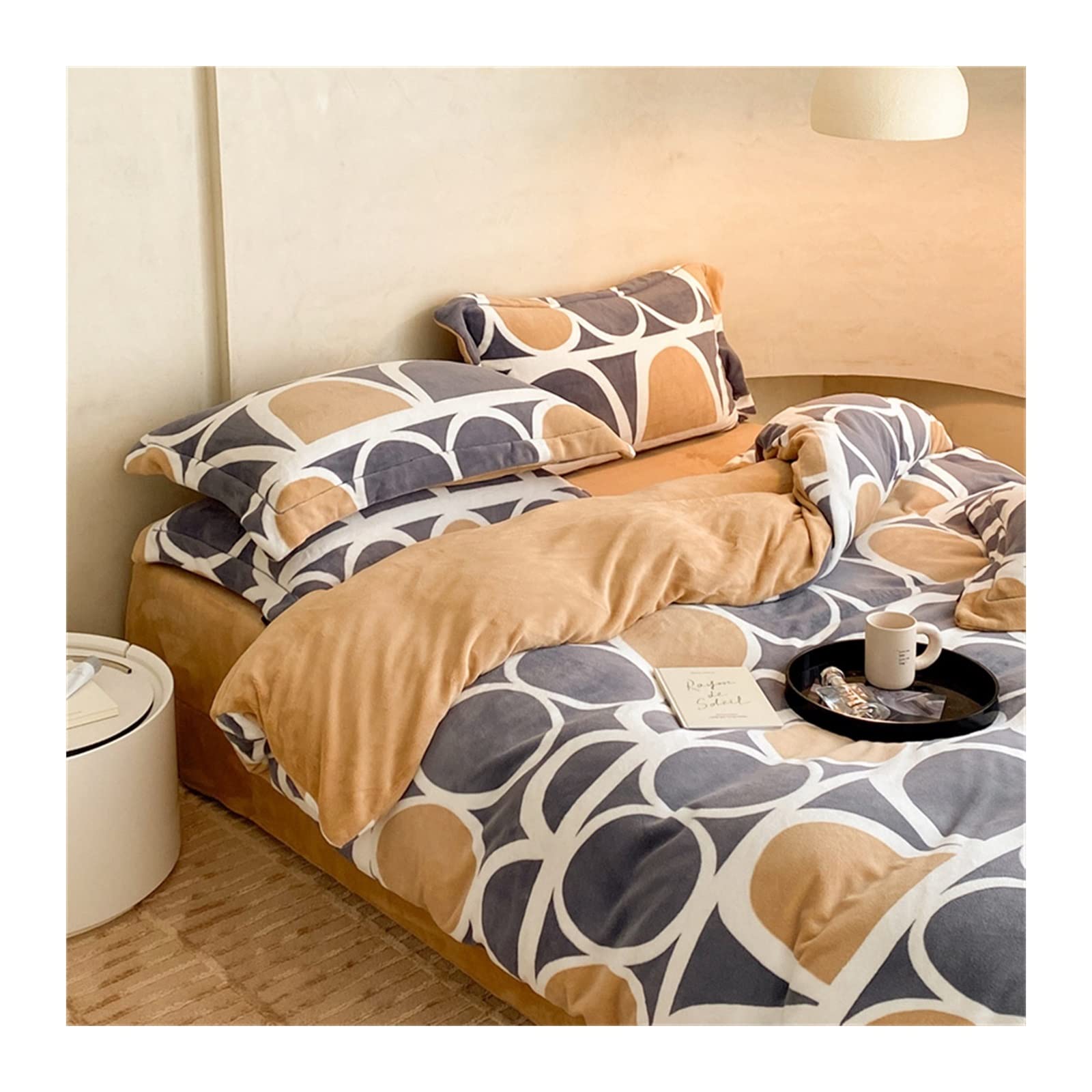 Parure de lit 220x240 housse de couette microfibre drap 2m lit double C03
