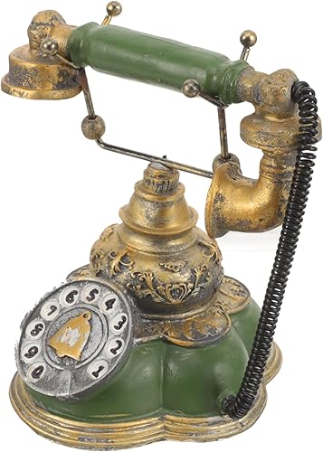 Unomor Teléfonos fijos antiguos de moda, estatuas de adorno antiguo para decoración del hogar, alambre vintage retro de los años 60, accesorios de