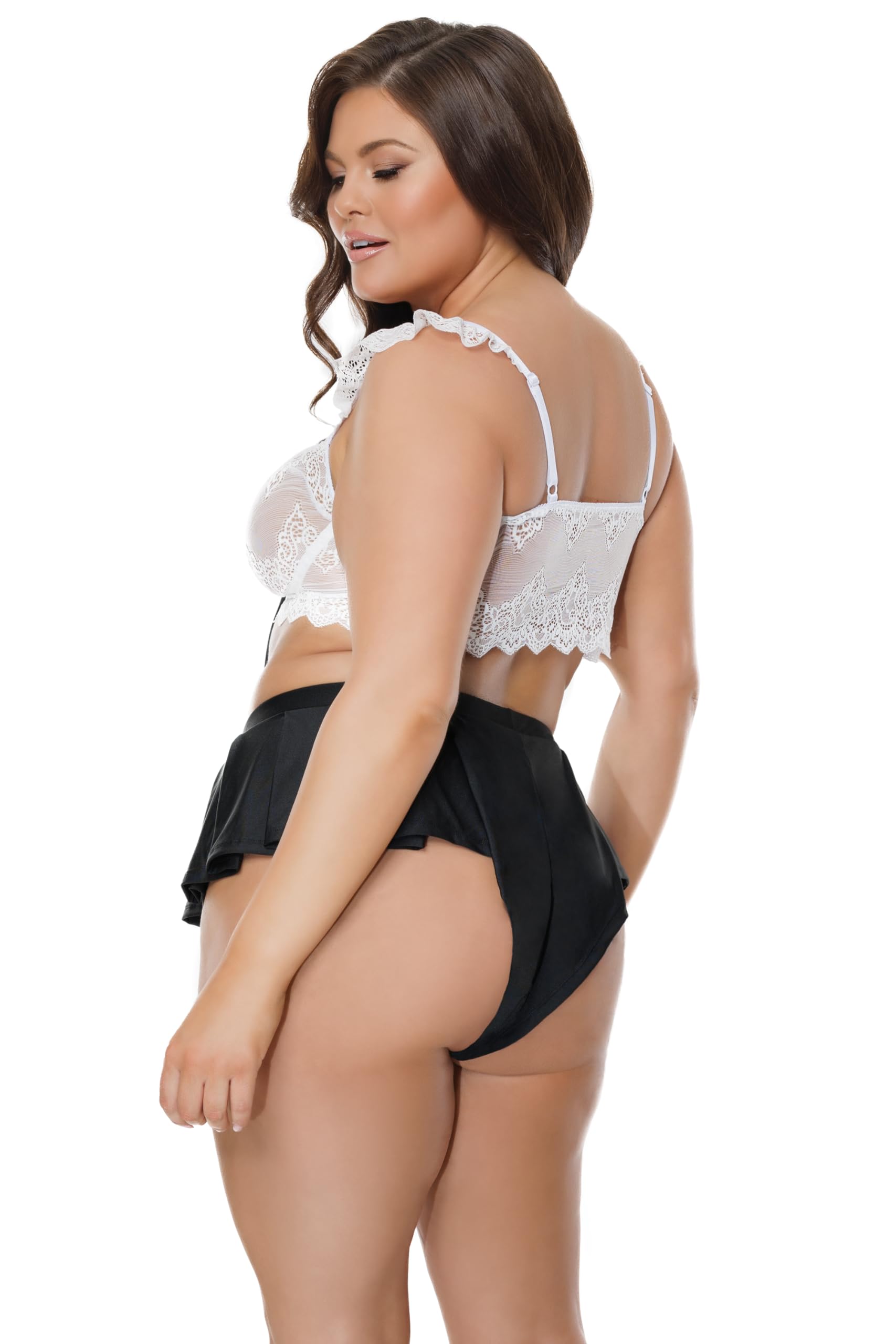 Coquette Crop Top & Shorts Lingerie, Nero, Etichettalia Unica (Pacco da 2) Donna