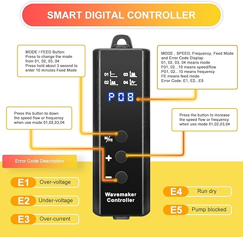 Miniatura 3 de 1050GPH - Máquina de ondas para acuario con controlador Mini DC12V 6W Powerhead con montaje magnético, Nano Wavemaker para tanque de 10 a 50 galones