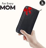 Vista 2 de Leatherboss - Cartera de cuero con cremallera para mujer, tarjetero de débito, Negro -, Cartera con tarjetero