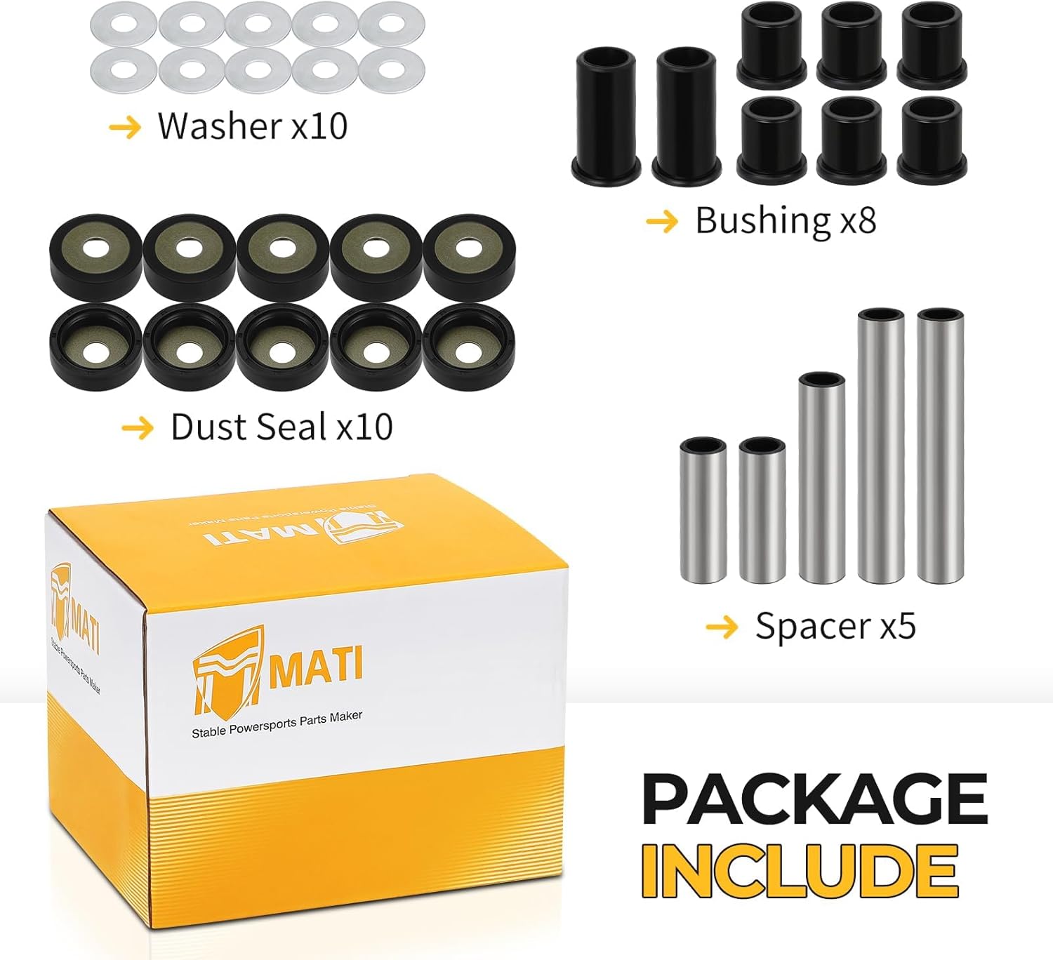 M MATI Rear A-Arm Suspension Bushing Rebuild Kit for Suzuki KingQuad 450 700 LT-A450X LT-A700X 51236-40B00 61551-31G00 51255-18900 08211-10281