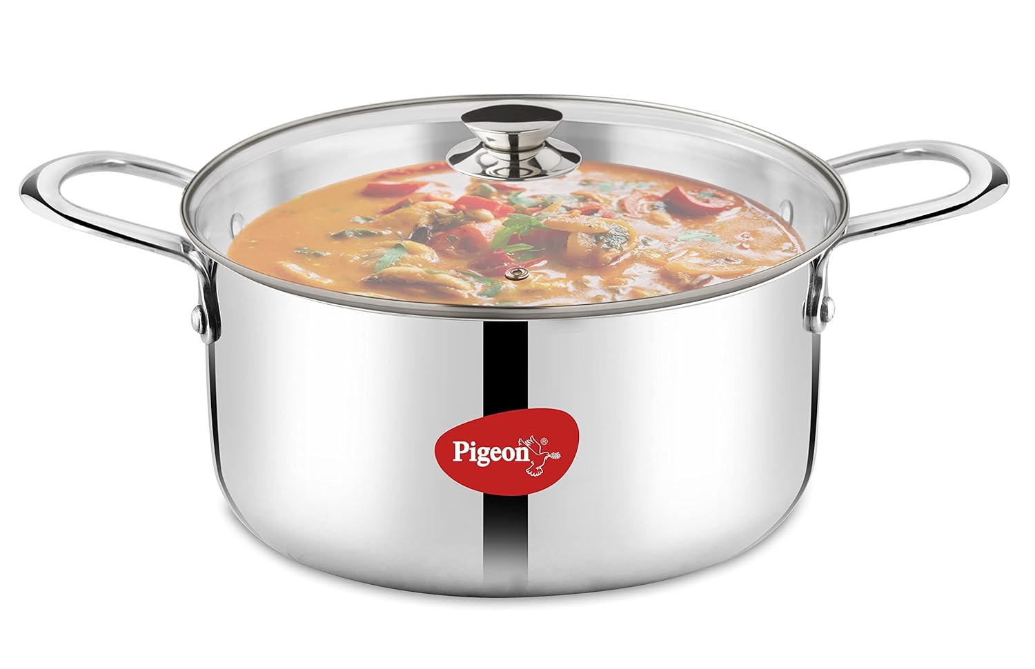 Pigeon Elite Tri-Ply Stainless Steel Casserole – 24 cm, Gas & Induction Compatible