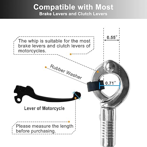 Miniatura 3 de Dream Apparel Látigo de cuero genuino para manillar, látigo de motocicleta con flecos y calaveras, de 36 pulgadas, color negro