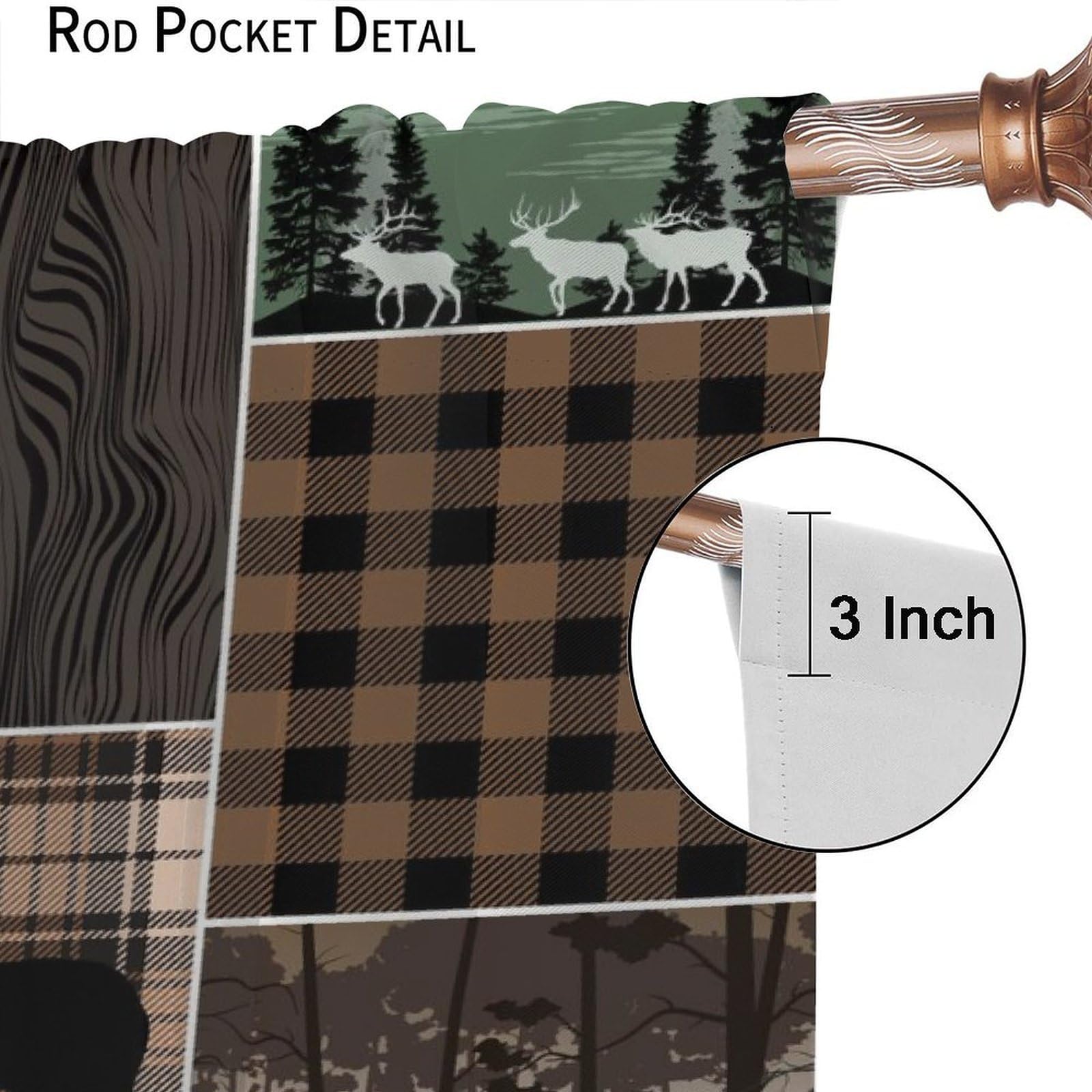 Aazon.co: Brebasf Rustic Plaid Hunting Thee Elk Stained Glass Window Fil,Vintage Farhouse