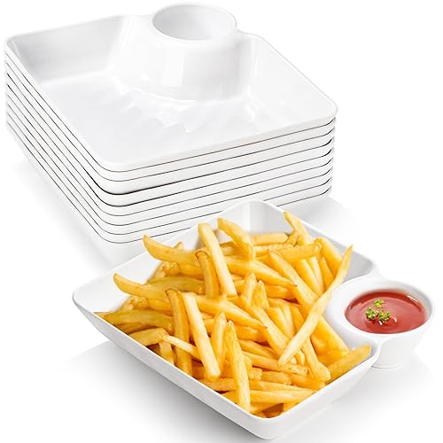 Lawei 10Pcs Chips and Dip Plates, Plastic Serving Platter Set